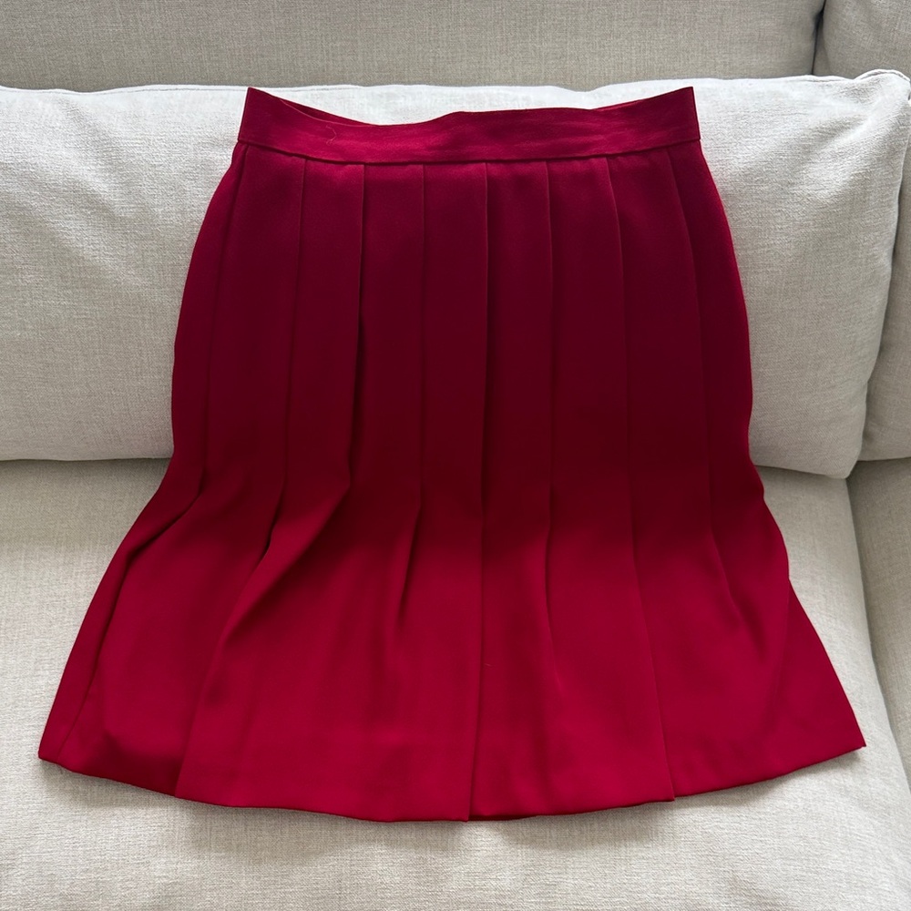 Vintage Liz Claiborne Pleated Vibrant Red A-Line Skirt